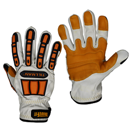 Tillman™ Medium Black, White And Orange TrueFit™ Goatskin Full Finger Mechanics Gloves With Elastic And Hook And Loop Cuff