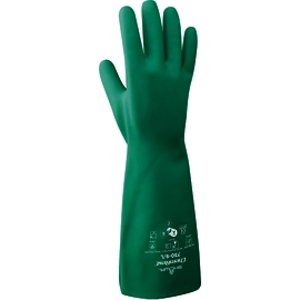 SHOWA® Size 9 Green Cotton Flock Lined 15 mil Nitrile Chemical Resistant Gloves