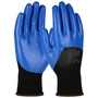 Protective Industrial Products Large G-Tek® 15 Gauge Blue Nitrile Palm, Finger And Knuckles Coated Work Gloves With Black Nylon Liner And Knit Wrist