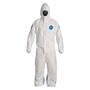 DuPont™ 3X White/Blue Tyvek® 400 D 5.9 mil/12 mil Coveralls (With Respirator Fitting Hood, Elastic Wrists And Ankles)