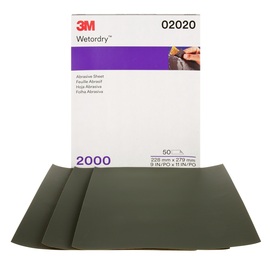 3M™ 9.0" X 11.0" 2000 Grit Wetordry™ Silicon Carbide Sheet