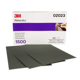 3M™ 5.5" X 9.0" 1500 Grit Wetordry™ Silicon Carbide Sheet