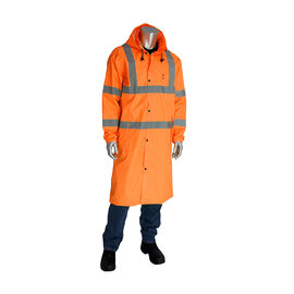 Protective Industrial Products X-Large Hi-Viz Orange 48" Viz™ Polyester Rain Coat
