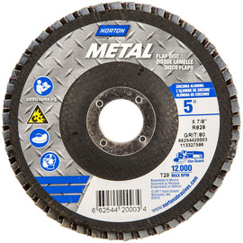Norton® Metal 5" X 7/8" 80 Grit Type 29 Flap Disc