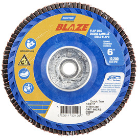 Norton® Blaze 6" X 5/8" - 11 60 Grit Type 27 Flap Disc