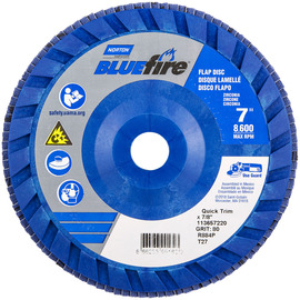 Norton® BlueFire 7" X 7/8" P80 Grit Type 27 Flap Disc