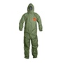 DuPont™ 3X Green Tychem® 2000 SFR Flame Resistant Hooded Coverall With Front Zipper And Storm Flap With Adhesive Closure
