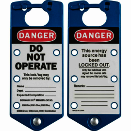 Brady® Blue Aluminum Hasp "DANGER DO NOT OPERATE" (5 Each)