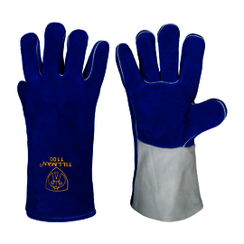 Tillman® Large 16" Blue And Pearl Premium Side Split Cowhide Cotton Lined Stick Welders Gloves