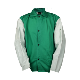 Tillman® Large Green Westex® FR-7A®/Cotton/Cowhide Flame Resistant Jacket With Snap Closure And Cowhide Sleeves