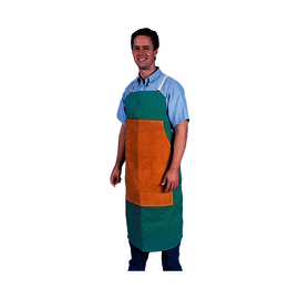 Tillman® 24" X 48" Green Indura® Whipcord Flame Resistant Bib Apron With Snap Closure And Cowhide Front On Bib