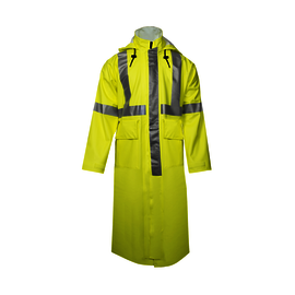 National Safety Apparel® 2X Fluorescent Yellow 48" Arc H2O™ 10 oz Polyurethane/Cotton Knit Flame-Resistant Rainwear Jacket (Type R Class 3)