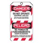 AccuformNMC™ 5 3/4" X 3 1/4" Black/Red/White RP-Plastic Lockout/Tagout Tag "DANGER DO NOT OPERATE EQUIPMENT LOCK OUT THIS TAG & LOCK TO BE REMOVED ONLY BY PERSON SHOWN ON BACK/DANGER EQUIPMENT LOCKED OUT BY___DATE:___ (Spanish Bilingual)"