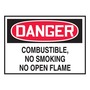 AccuformNMC™ 3 1/2" X 5" Black/Red/White Vinyl Chemical And Hazardous Safety Label "DANGER COMBUSTIBLE/NO SMOKING NO OPEN FLAME"