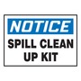 AccuformNMC™ 3 1/2" X 5" Blue/Black/White Vinyl Chemical And Hazardous Safety Label "NOTICE SPILL CLEAN UP KIT"