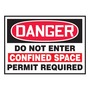 AccuformNMC™ 3 1/2" X 5" Black/Red/White Vinyl Confined Space Safety Label "DANGER DO NOT ENTER CONFINED SPACE PERMIT REQUIRED"