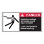 AccuformNMC™ 2 1/2" X 5" Black/Red/White Vinyl Electrical Safety Label "HAZARDOUS VOLTAGE WILL CAUSE SEVERE INJURY OR DEATH LOCK OUT POWER BEFORE SERVICING"