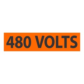 AccuformNMC™ 1 1/8" X 4 1/2" Black/Orange Vinyl Conduit Voltage Marker "480 VOLTS"