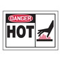 AccuformNMC™ 3 1/2" X 5" Black/Red/White Vinyl Equipment Safety Label "DANGER HOT (With Graphic)"