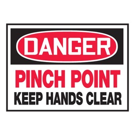 AccuformNMC™ 3 1/2" X 5" Black/Red/White Vinyl Equipment Safety Label "DANGER PINCH POINT KEEP HANDS CLEAR"