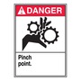 AccuformNMC™ 5" X 3 1/2" Black/Red/White Vinyl Equipment Safety Label "DANGER PINCH POINT (With Graphic)"