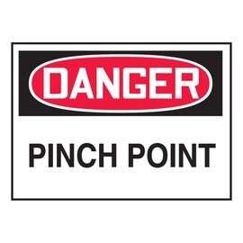 AccuformNMC™ 3 1/2" X 5" Black/Red/White Vinyl Equipment Safety Label "DANGER PINCH POINT"