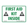 AccuformNMC™ 3 1/2" X 5" Black/Green/White Vinyl First Aid Safety Label "FIRST AID KIT INSIDE (With Graphic)"