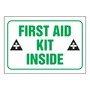 AccuformNMC™ 3 1/2" X 5" Black/Green/White Vinyl First Aid Safety Label "FIRST AID KIT INSIDE (With Graphic)"