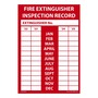 AccuformNMC™ 5" X 3 1/2" Red/White Vinyl Fire Safety Label "FIRE EXTINGUISHER INSPECTION RECORD"