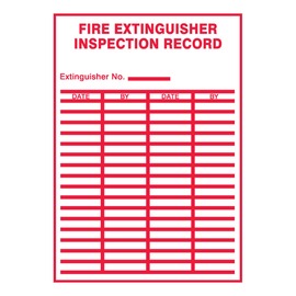 AccuformNMC™ 5" X 3 1/2" Red/White Vinyl Fire Safety Label "FIRE EXTINGUISHER INSPECTION RECORD"