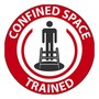 AccuformNMC™ 2 1/4" Black/Red/White Vinyl Hard Hat/Helmet Decal "CONFINED SPACE TRAINED (With Graphic)"