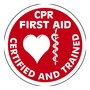 AccuformNMC™ 2 1/4" Red/White Vinyl Hard Hat/Helmet Decal "CPR FIRST AID CERTIFIED AND TRAINED (With Graphic)"