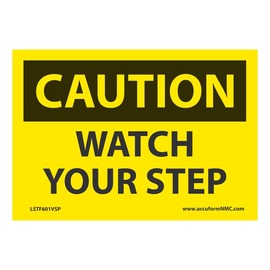 AccuformNMC™ 2" X 6" Black/Yellow Vinyl Fall Protection Safety Label "CAUTION NOT A STEP"