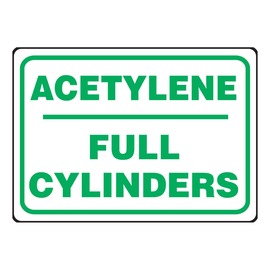 AccuformNMC™ 7" X 10" Green/White Aluminum Safety Sign "ACETYLENE FULL CYLINDERS"