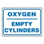 AccuformNMC™ 7" X 10" Blue/White Aluminum Safety Sign "OXYGEN EMPTY CYLINDERS"