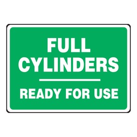 AccuformNMC™ 7" X 10" Green/White Aluminum Safety Sign "FULL CYLINDERS READY FOR USE"
