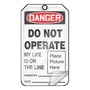 AccuformNMC™ 5 3/4" X 3 1/4" Black/Red/White PF-Cardstock Safety Tag "DANGER DO NOT OPERATE MY LIFE IS ON THE LINE SIGNED BY:___DATE:___/DANGER DO NOT REMOVE THIS TAG! TO DO SO WITHOUT AUTHORITY WILL MEAN DISIPLINARY ACTION!..."