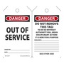 AccuformNMC™ 5 3/4" X 3 1/4" Black/Red/White PF-Cardstock Safety Tag "DANGER OUT OF SERVICE/DANGER DO NOT REMOVE THIS TAG! TO DO SO WITHOUT AUTHORITY WILL MEAN DISCIPLINARY ACTION!"