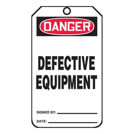 AccuformNMC™ 5 3/4" X 3 1/4" Black/Red/White Cardstock Accident Prevention/Safety Tag "DANGER DEFECTIVE EQUIPMENT"
