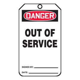 AccuformNMC™ 5 3/4" X 3 1/4" Red/Black/White Cardstock Safety Tag "DANGER OUT OF SERVICE/DANGER DO NOT REMOVE THIS TAG!"
