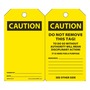 AccuformNMC™ 5 3/4" X 3 1/4" Black/Yellow PF-Cardstock Safety Tag "CAUTION SIGNED BY:___DATE:___ (Blank)/CAUTION DO NOT REMOVE THIS TAG! TO DO WO WITHOUT AUTHORITY WILL MEAN DISIPLINARY ACTION! IT IS HERE FOR A PURPOSE REMARKS:___"