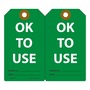 AccuformNMC™ 5 3/4" X 3 1/4" Green/White RP-Plastic Equipment Status Tag "OK TO USE SIGNED BY:___DATE:___"