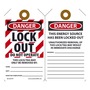 AccuformNMC™ 5 3/4" X 3 1/4" Black/Red/White RP-Plastic Lockout/Tagout Tag "DANGER LOCKED OUT DO NOT OPERATE THIS LOCK/TAG MAY ONLY BE REMOVED BY: NAME___DEPT.:___EXPECTED COMPLETION:___/DANGER THIS ENERGY SOURCE HAS BEEN LOCKED OUT!..."