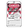 AccuformNMC™ 5 3/4" X 3 1/4" Black/Red/White RP-Plastic Lockout/Tagout Tag "DANGER DO NOT OPERATE MY LIFE IS ON THE LINE (PLACE PICTURE HERE) THIS LOCK/TAG MAY ONLY BE REMOVED BY: NAME___DEPT.:___EXPECTED COMPLETION:___..."