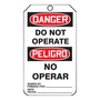 AccuformNMC™ 5 3/4" X 3 1/4" Black/Red/White PF-Cardstock Safety Tag "DANGER DO NOT OPERATE SIGNED BY:___DATE:___/DANGER DO NOT REMOVE THIS TAG! REMARKS:___(Spanish Bilingual)"