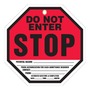 AccuformNMC™ 8" X 8" Black/Red/White OCTO-TAGS™ PF-Cardstock Safety Tag "STOP DO NOT ENTER POTENTIAL HAZARD:___PRIOR AUTHORIZATION FOR EACH ADMITTANCE REQUIRED CONTACT:___PHONE___ESTIMATED DATE/TIME OF COMPLETION DATE:___TIME:___AM/PM"