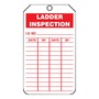 AccuformNMC™ 5 3/4" X 3 1/4" Red/White PF-Cardstock Ladder Status Tag "LADDER INSPECTION I.D. NO.___DATE___BY___DATE___BY___"
