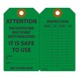 AccuformNMC™ 5 3/4" X 3 1/4" Black/Green RP-Plastic Scaffold Status Tag "ATTENTION THIS SCAFFOLD WAS BUILT TO MEET SAFETY REGULATIONS IT IS SAFE TO USE SIGNED BY___DATE___/INSPECTION DATE___BY___DAGE___BY___"