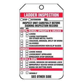 AccuformNMC™ 5 3/4" X 3 1/4" Black/Red/White PF-Cardstock Ladder Status Tag "LADDER INSPECTION"