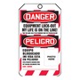 AccuformNMC™ 5 3/4" X 3 1/4" Black/Red/White PF-Cardstock Lockout/Tagout Tag "DANGER EQUIPMENT LOCK-OUT MY LIFE IS ON THE LINE! THIS TAG AND LOCK TO BE REMOVED ONLY BY PERSON BELOW (Photo)/DANGER EQUIPMENT LOCKED OUT BY___DATE:___ (Spanish Bilingual)"